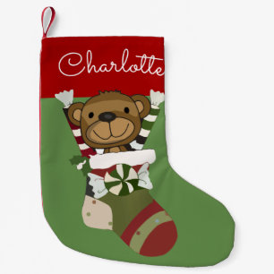 CALCETÍN NAVIDEÑO PEQUEÑO NAVIDAD PERSONAL DEL OSO DE PELUCHE QUE ALMACENA