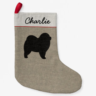 Calcetín Navideño Pequeño Navidad personalizada silueta áspera del perro de