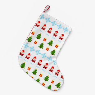 Calcetín Navideño Pequeño Navidad Pixel Art