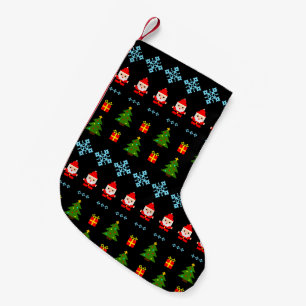 Calcetín Navideño Pequeño Navidad Pixel Art