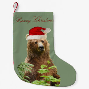 Calcetín Navideño Pequeño Navidad que almacena con el oso grizzly