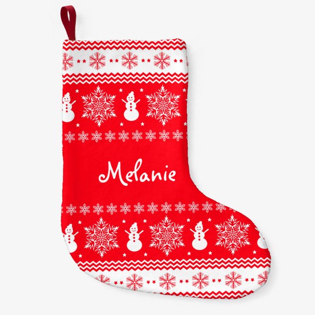 Calcetín Navideño Pequeño Navidad rojo y blanco (Anverso)