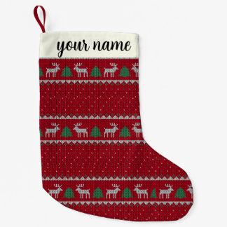Calcetín Navideño Pequeño Navidad Rojo y Verde rústico personalizado pequeño