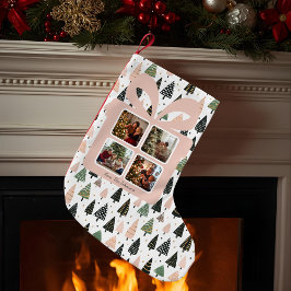 Calcetín Navideño Pequeño Navidad Rosa Moderna Personalizada 