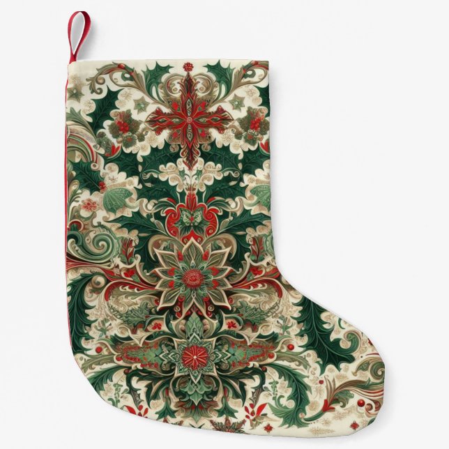 Calcetín Navideño Pequeño Navidad victoriana/clásica/vintage (Anverso)