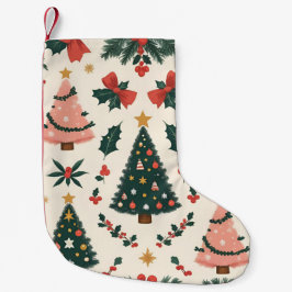 Calcetín Navideño Pequeño Navidad vintage Mistletoe & Bows Holiday