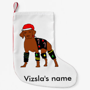 Calcetín Navideño Pequeño Navidad Vizsla del Velcro