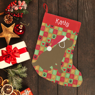 Calcetín Navideño Pequeño Navidades acallan cachorro de chocolate Labrador