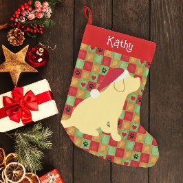 Calcetín Navideño Pequeño Navidades acobardan al labrador amarillo