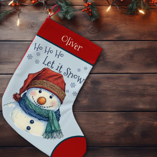 Calcetín Navideño Pequeño Navidades acogedores quieren que Snowman deje que