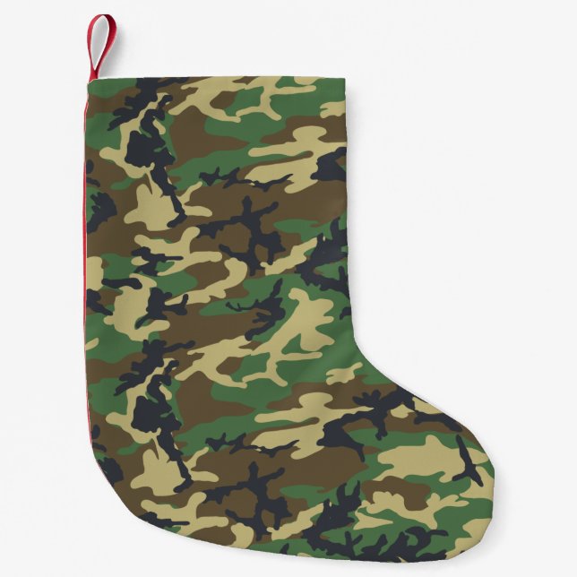 Calcetín Navideño Pequeño Navidades al aire libre de Woodlands Camoflauge (Anverso)