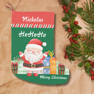 Calcetín Navideño Pequeño Navidades alegres de Santa Claus con regalos para