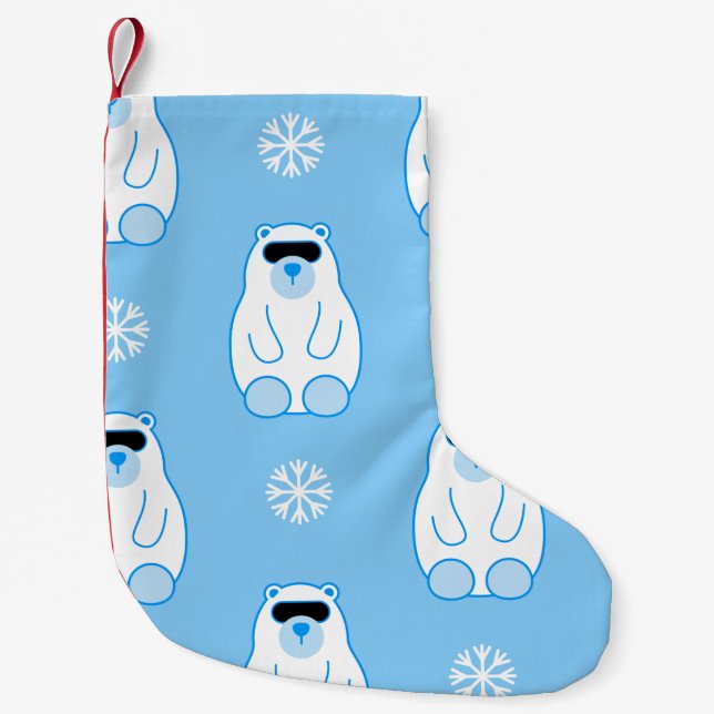 Calcetín Navideño Pequeño navidades azules copan el oso polar (Anverso)