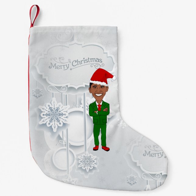 Calcetín Navideño Pequeño navidades barack obama santa (Anverso)