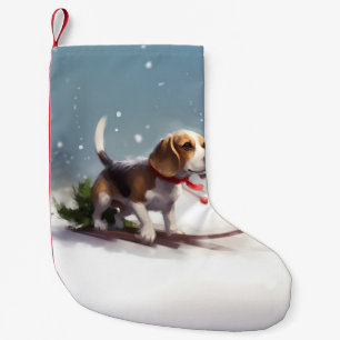 Calcetín Navideño Pequeño Navidades Beagle en invierno