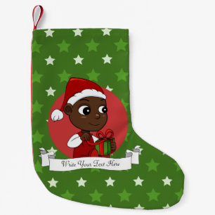 Calcetín Navideño Pequeño Navidades bebé personalizado afroamericano pequeño