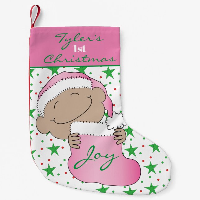 Calcetín Navideño Pequeño Navidades Bebés/Rosa (Anverso)
