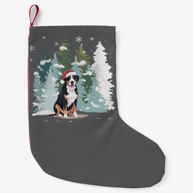 Calcetín Navideño Pequeño Navidades Bernese Mountain Dog Mom Puppy Winter (Anverso)