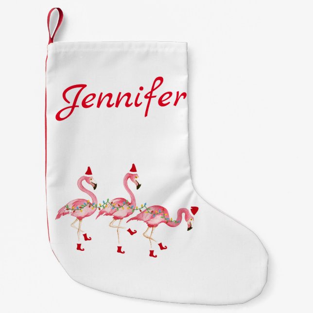Calcetín Navideño Pequeño Navidades blancos monogramados Stocking (Anverso)
