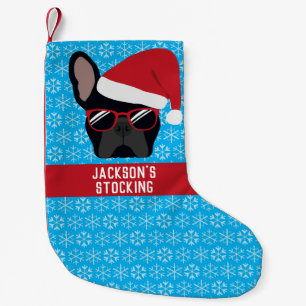 Calcetín Navideño Pequeño Navidades Bulldog francés negro