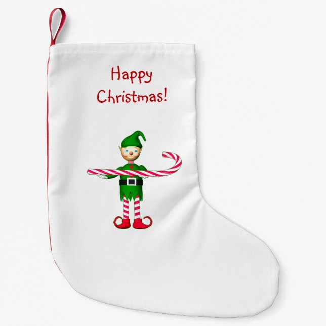 Calcetín Navideño Pequeño Navidades Candy Cane Elf (Anverso)