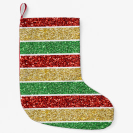 Calcetín Navideño Pequeño Navidades Candy Stripes Rojo Verde Amarillo Dorado