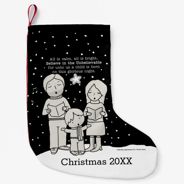 Calcetín Navideño Pequeño Navidades Caroling (Anverso)