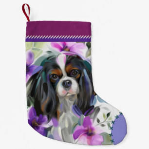 Calcetín Navideño Pequeño Navidades Cavalier tricolor parados  morado