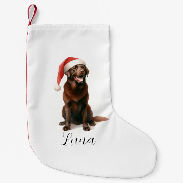 Calcetín Navideño Pequeño Navidades Chocolate Labrador Gorra de perro refrig (Anverso)
