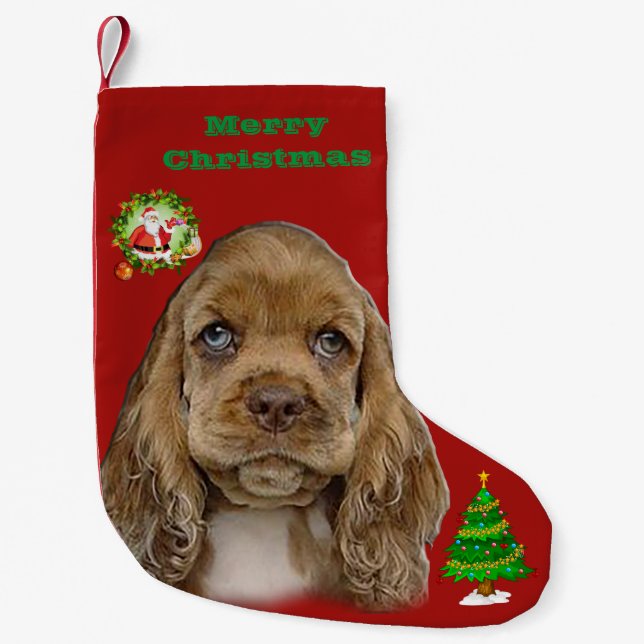 Calcetín Navideño Pequeño Navidades Cocker spaniel (Anverso)