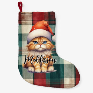 Calcetín Navideño Pequeño Navidades Colocaron Santa Cat Con Nombre