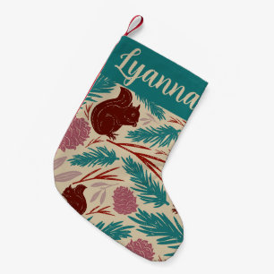 Calcetín Navideño Pequeño Navidades cómodos y retro del patrón Borgoña