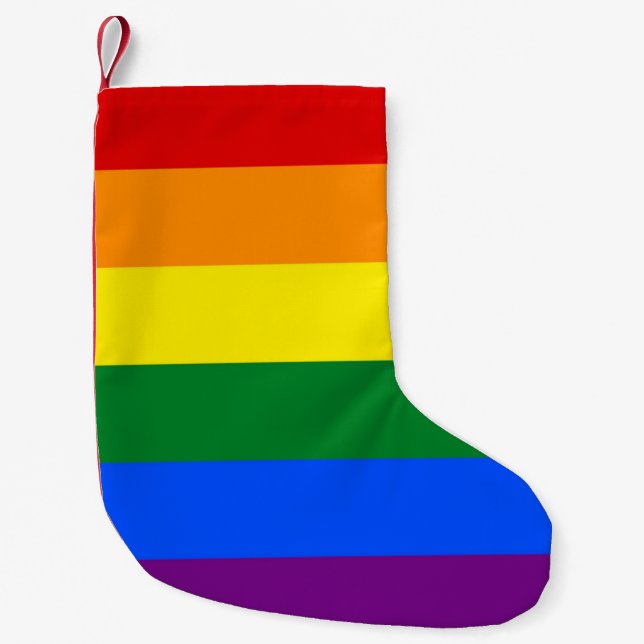 Calcetín Navideño Pequeño Navidades con bandera arcoiris de LGBT (Anverso)