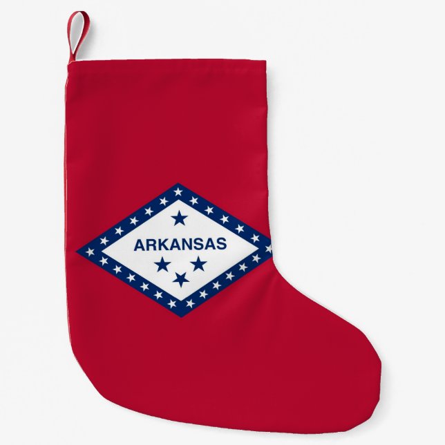 Calcetín Navideño Pequeño Navidades con bandera de Arkansas, Estados Unidos (Anverso)