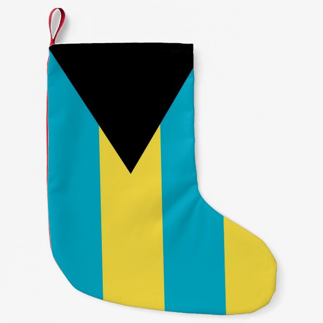 Calcetín Navideño Pequeño Navidades con bandera de Bahamas (Anverso)