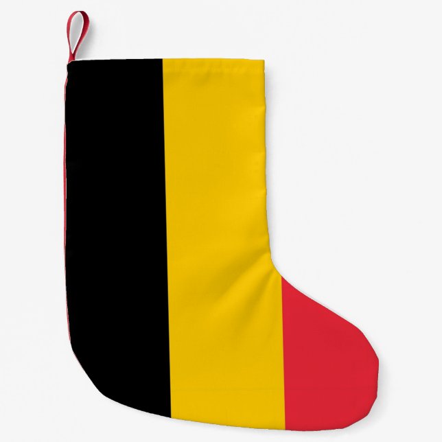 Calcetín Navideño Pequeño Navidades con bandera de Bélgica (Anverso)
