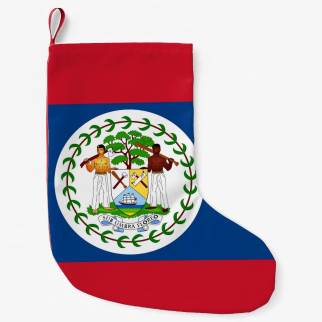 Calcetín Navideño Pequeño Navidades con bandera de Belice (Anverso)