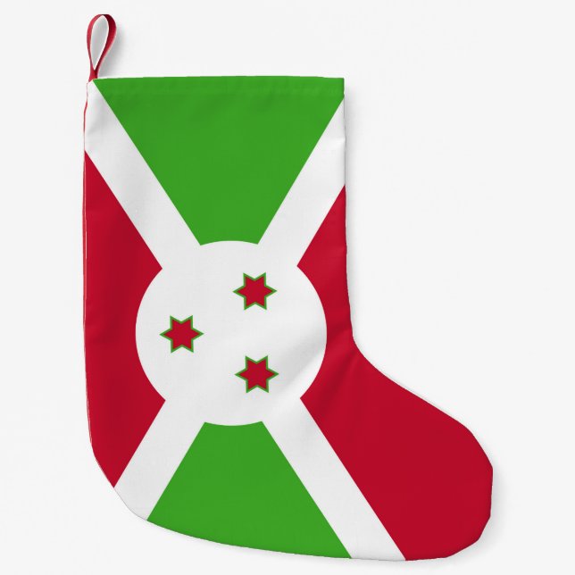 Calcetín Navideño Pequeño Navidades con bandera de Burundi (Anverso)
