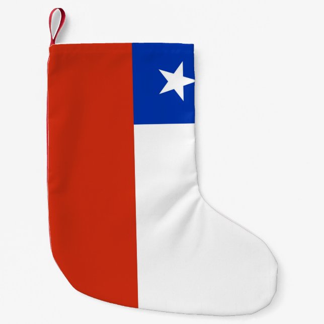 Calcetín Navideño Pequeño Navidades con bandera de Chile (Anverso)