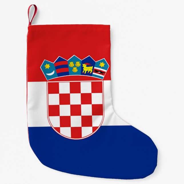 Calcetín Navideño Pequeño Navidades con bandera de Croacia (Anverso)
