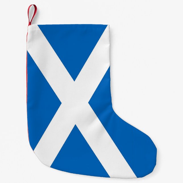 Calcetín Navideño Pequeño Navidades con bandera de Escocia (Anverso)
