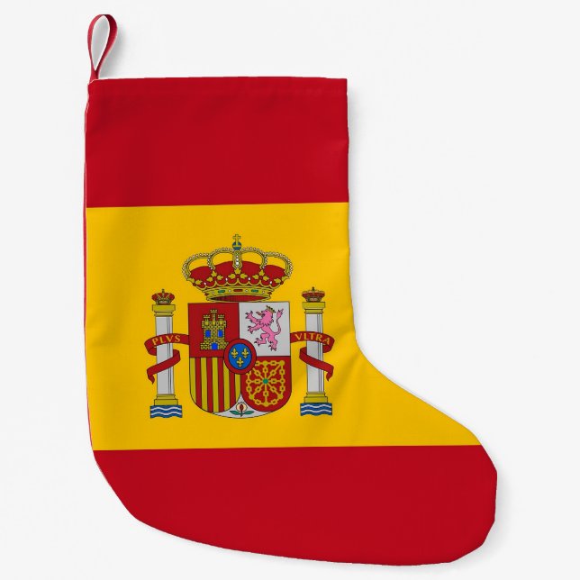 Calcetín Navideño Pequeño Navidades con bandera de España (Anverso)