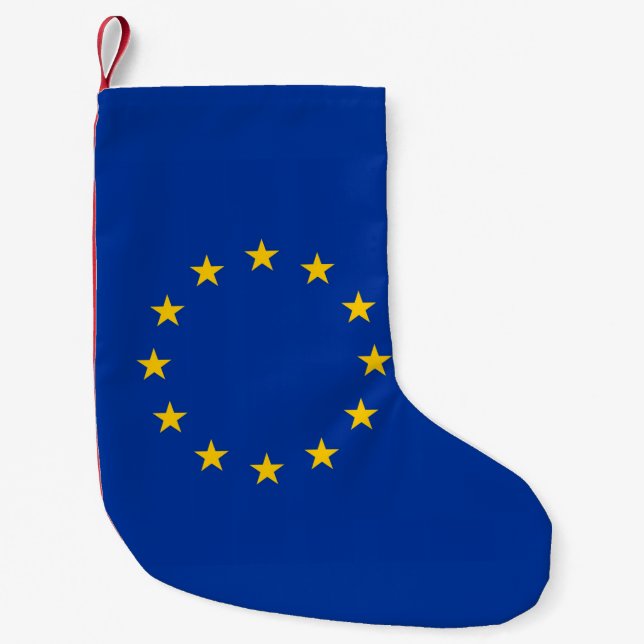 Calcetín Navideño Pequeño Navidades con bandera de Europa (Anverso)