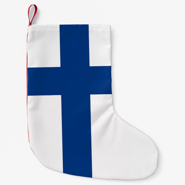Calcetín Navideño Pequeño Navidades con bandera de Finlandia (Anverso)