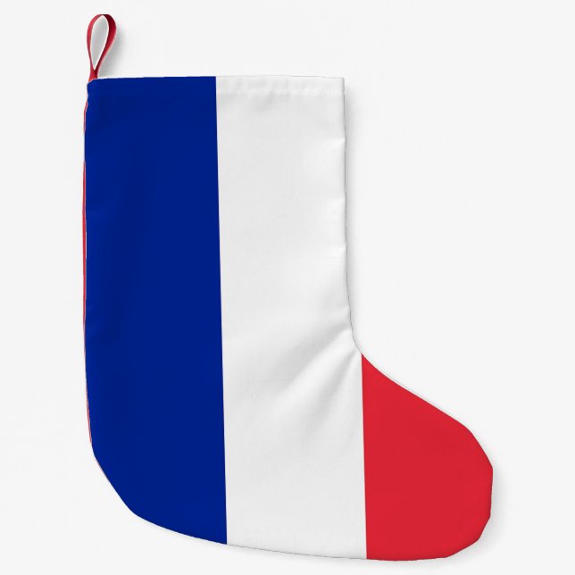 Calcetín Navideño Pequeño Navidades con bandera de Francia (Anverso)
