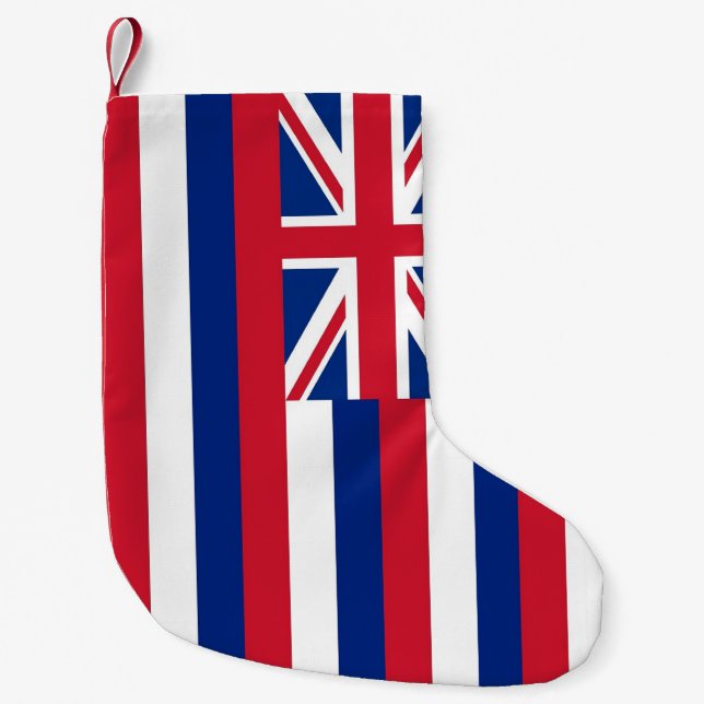 Calcetín Navideño Pequeño Navidades con bandera de Hawaii, Estados Unidos (Anverso)