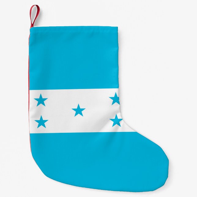 Calcetín Navideño Pequeño Navidades con bandera de Honduras (Anverso)