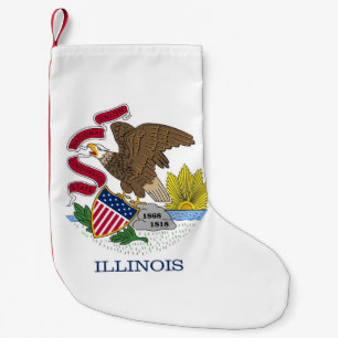 Calcetín Navideño Pequeño Navidades con bandera de Illinois, Estados Unidos