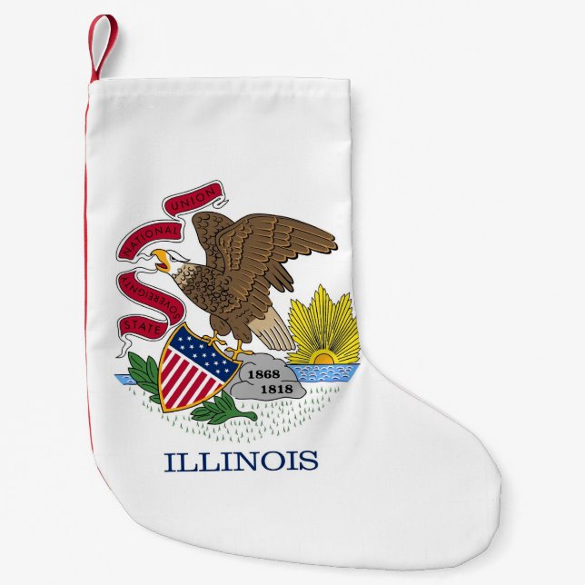 Calcetín Navideño Pequeño Navidades con bandera de Illinois, Estados Unidos (Anverso)