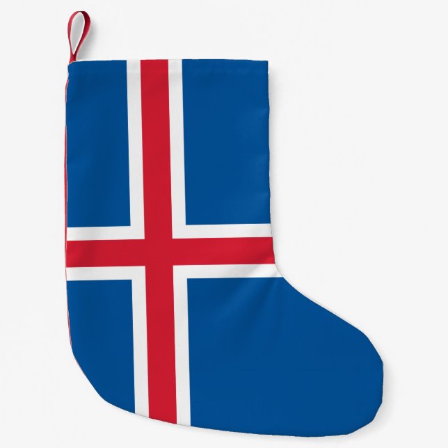 Calcetín Navideño Pequeño Navidades con bandera de Islandia (Anverso)